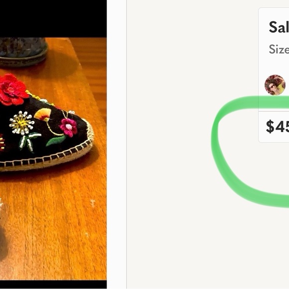 NEW SALUDOS EMBROIDERED MULE STYLE FLATS - Picture 5 of 7